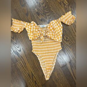 Orange Gingham Bodysuit